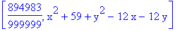 [894983/999999, x^2+59+y^2-12*x-12*y]